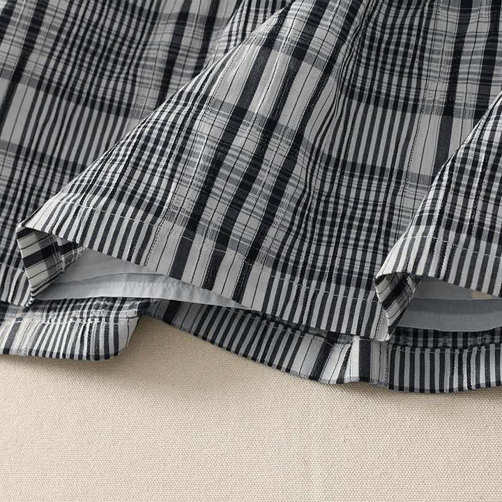 Buddha Stones Summer Casual Vintage Button-Up Plaid Women's Short Sleeve Dresses - image 10