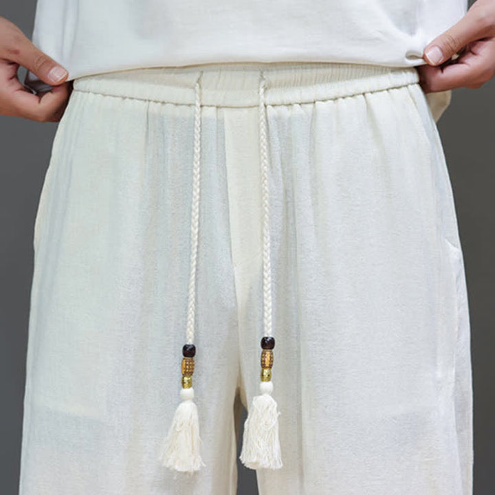 Buddha Stones Summer Casual Minimalist Drawstring Solid Ankle Pants Men's Straight Leg Pants With Pocket - image 16