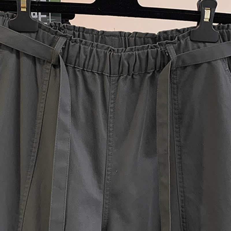 Buddha Stones Spring Casual Minimalist Drawstring Solid Long Pants Women's Harem Pants With Pockets - image 24