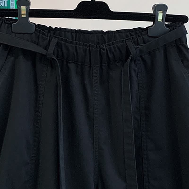 Buddha Stones Spring Casual Minimalist Drawstring Solid Long Pants Women's Harem Pants With Pockets - image 18