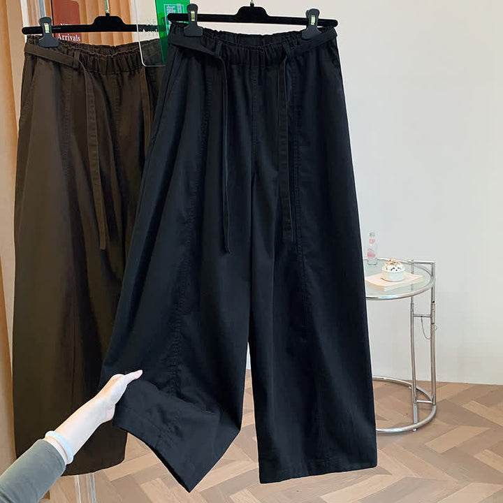 Buddha Stones Spring Casual Minimalist Drawstring Solid Long Pants Women's Harem Pants With Pockets - Black - US8-10, UK/AU12-14, EU40-42 (2XL) - image 15