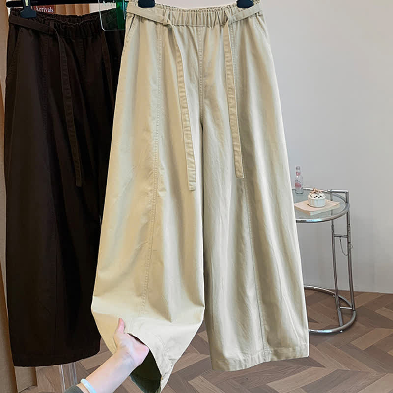 Buddha Stones Spring Casual Minimalist Drawstring Solid Long Pants Women's Harem Pants With Pockets - image 1