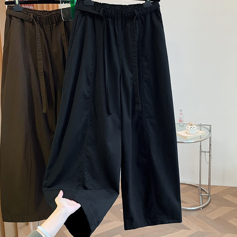 Buddha Stones Spring Casual Minimalist Drawstring Solid Long Pants Women's Harem Pants With Pockets - image 17