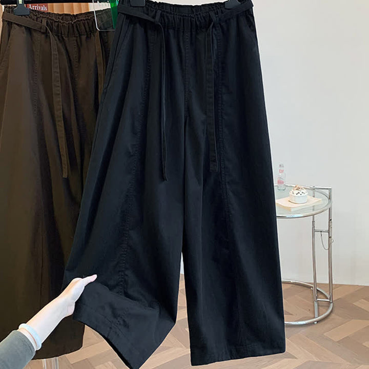 Buddha Stones Spring Casual Minimalist Drawstring Solid Long Pants Women's Harem Pants With Pockets - image 16