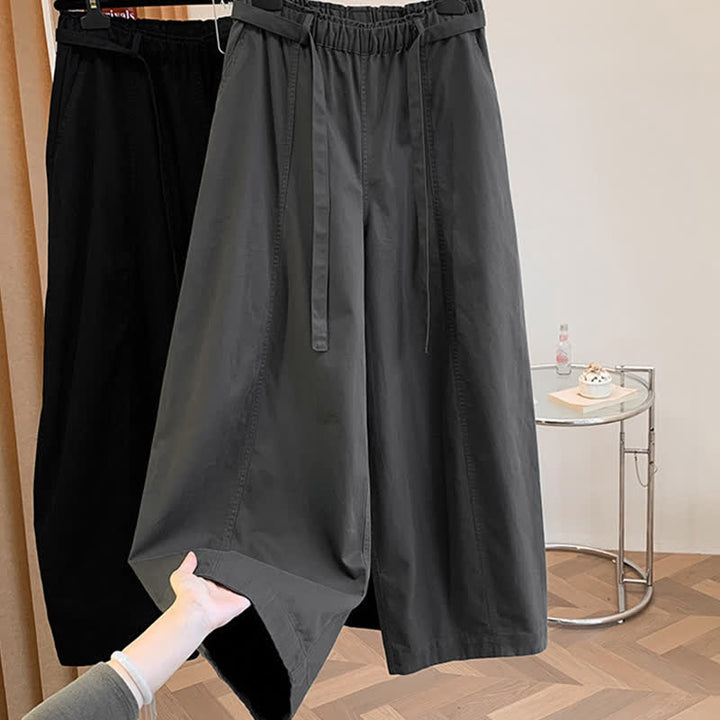 Buddha Stones Spring Casual Minimalist Drawstring Solid Long Pants Women's Harem Pants With Pockets - image 22