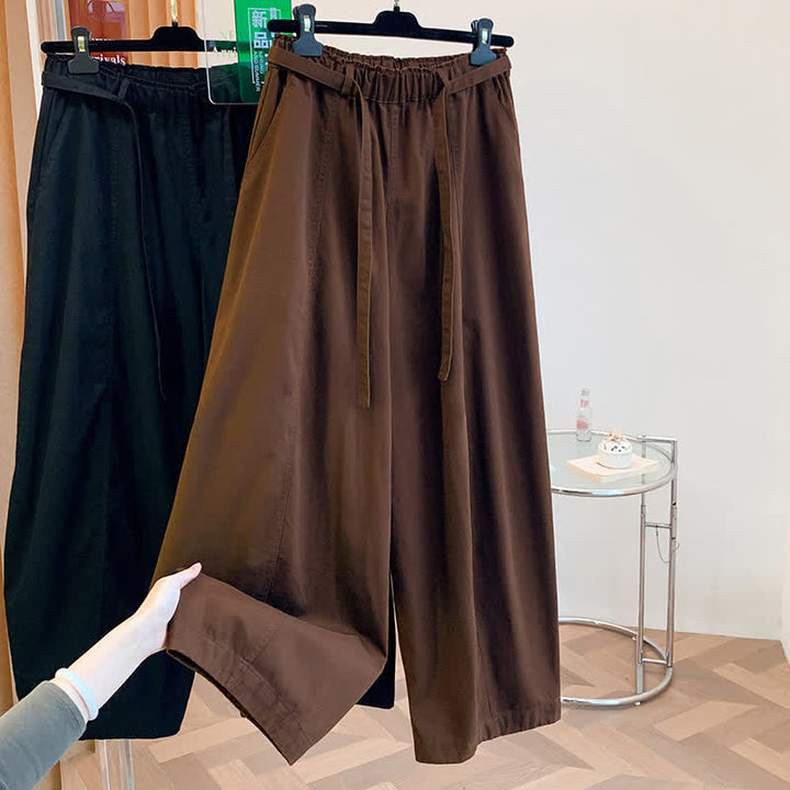 Buddha Stones Spring Casual Minimalist Drawstring Solid Long Pants Women's Harem Pants With Pockets - SaddleBrown - US8-10, UK/AU12-14, EU40-42 (2XL) - image 27