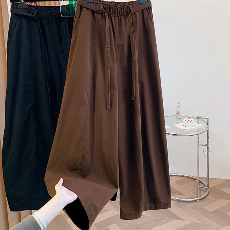 Buddha Stones Spring Casual Minimalist Drawstring Solid Long Pants Women's Harem Pants With Pockets - image 29