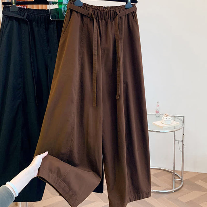 Buddha Stones Spring Casual Minimalist Drawstring Solid Long Pants Women's Harem Pants With Pockets - image 30