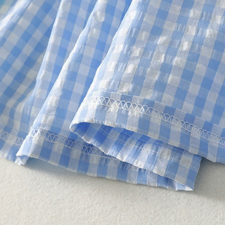 Buddha Stones Summer Casual Boho Blue Plaid Women's Skirts - image 4