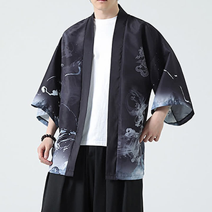 Buddha Stones Summer Casual Vintage Crane Print Men's Kimonos - image 14