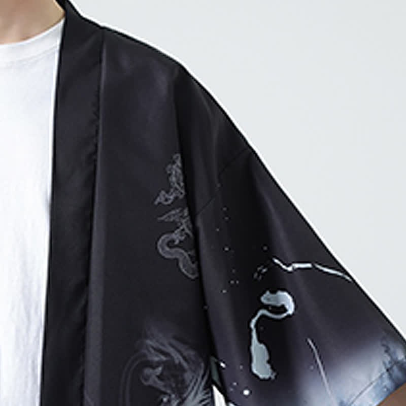 Buddha Stones Summer Casual Vintage Crane Print Men's Kimonos - image 18