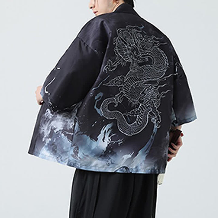Buddha Stones Summer Casual Vintage Crane Print Men's Kimonos - image 23