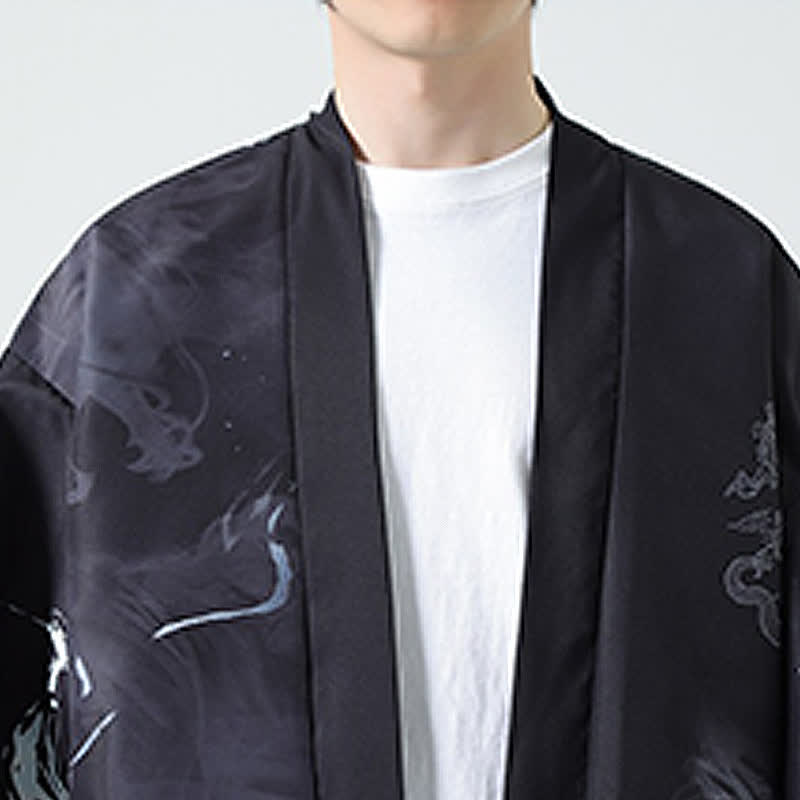 Buddha Stones Summer Casual Vintage Crane Print Men's Kimonos - image 19