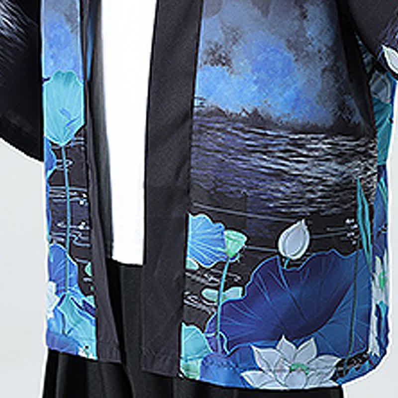 Buddha Stones Summer Casual Vintage Crane Print Men's Kimonos - image 46