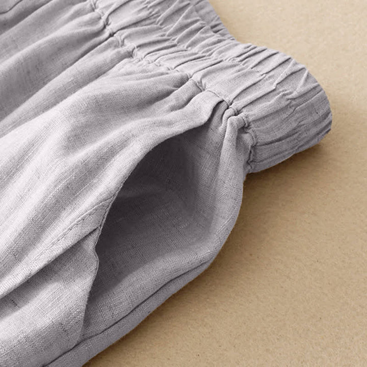 Buddha Stones Summer Casual Minimalist Solid Cropped Pants Vertical Seam Women's Harem Pants With Pockets - image 4