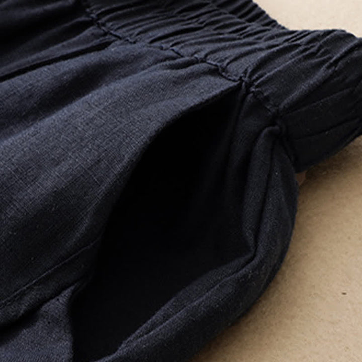Buddha Stones Summer Casual Minimalist Solid Cropped Pants Vertical Seam Women's Harem Pants With Pockets - image 13