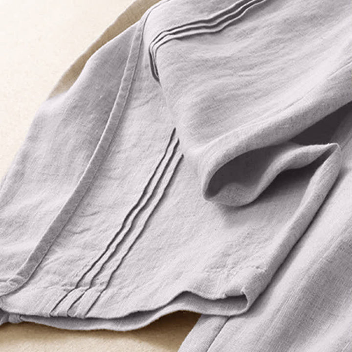Buddha Stones Summer Casual Minimalist Solid Cropped Pants Vertical Seam Women's Harem Pants With Pockets - image 7