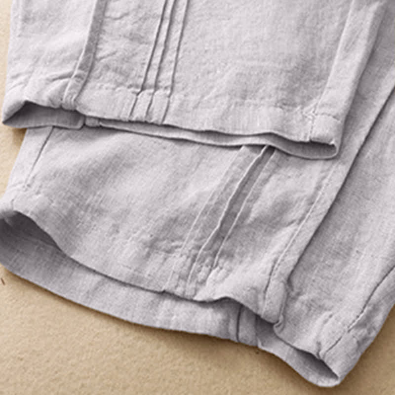 Buddha Stones Summer Casual Minimalist Solid Cropped Pants Vertical Seam Women's Harem Pants With Pockets - image 8