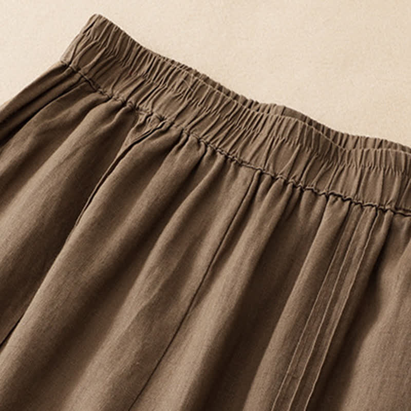 Buddha Stones Summer Casual Minimalist Solid Cropped Pants Vertical Seam Women's Harem Pants With Pockets - image 18