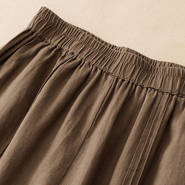 Buddha Stones Summer Casual Minimalist Solid Cropped Pants Vertical Seam Women's Harem Pants With Pockets - image 18