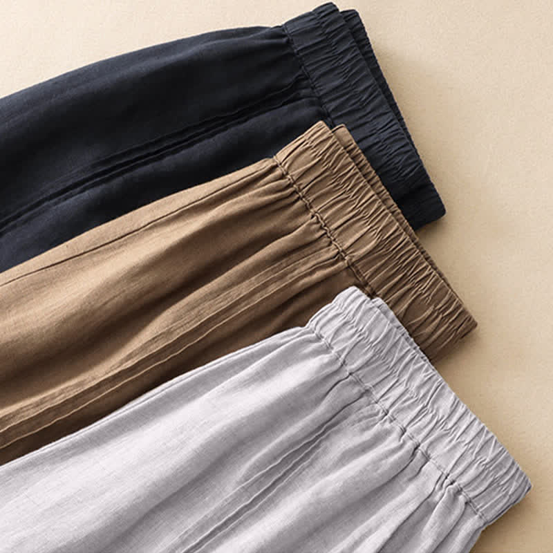 Buddha Stones Summer Casual Minimalist Solid Cropped Pants Vertical Seam Women's Harem Pants With Pockets - image 24