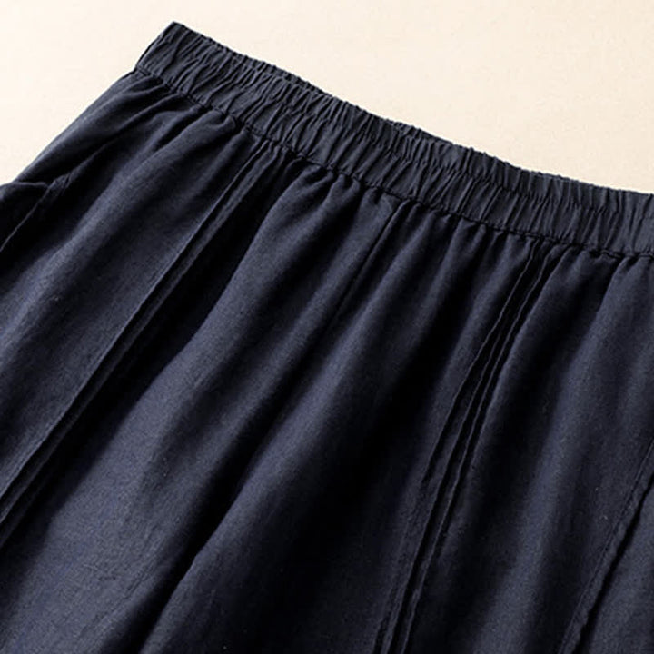 Buddha Stones Summer Casual Minimalist Solid Cropped Pants Vertical Seam Women's Harem Pants With Pockets - image 12