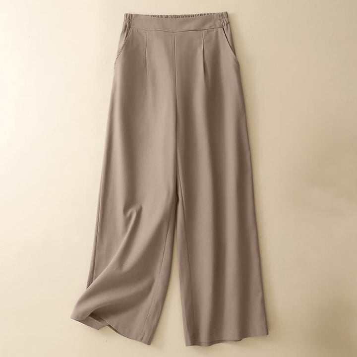 Buddha Stones Summer Minimalist Elegant Solid Cropped Pants Women's Straight Leg Pants With Pockets - Tan - US8-10, UK/AU12-14, EU40-42 (2XL) - image 9