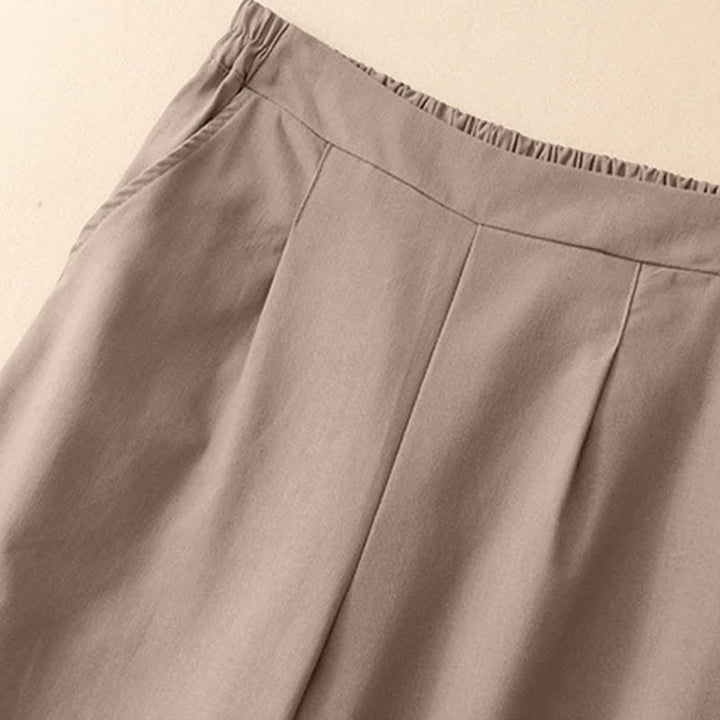 Buddha Stones Summer Minimalist Elegant Solid Cropped Pants Women's Straight Leg Pants With Pockets - image 12