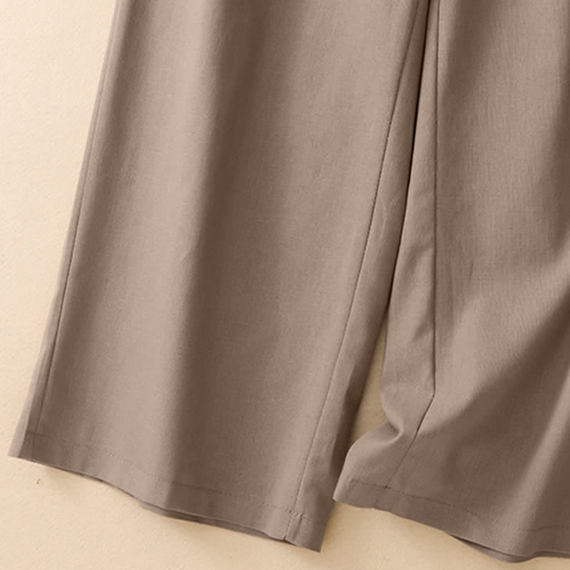 Buddha Stones Summer Minimalist Elegant Solid Cropped Pants Women's Straight Leg Pants With Pockets - image 16