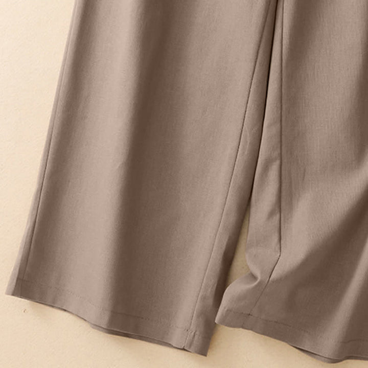 Buddha Stones Summer Minimalist Elegant Solid Cropped Pants Women's Straight Leg Pants With Pockets - image 16