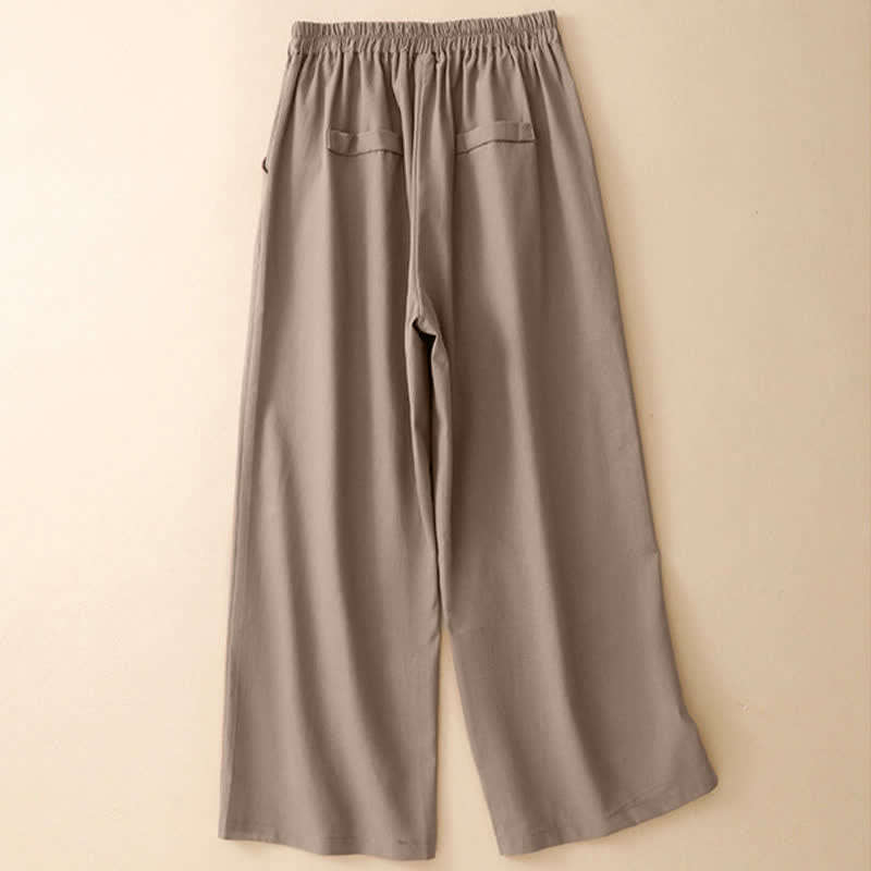 Buddha Stones Summer Minimalist Elegant Solid Cropped Pants Women's Straight Leg Pants With Pockets - image 10
