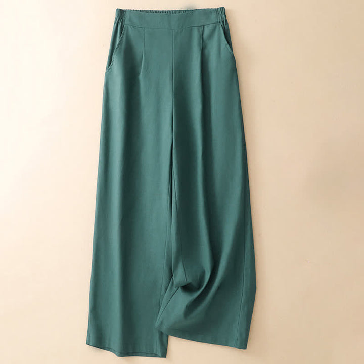 Buddha Stones Summer Minimalist Elegant Solid Cropped Pants Women's Straight Leg Pants With Pockets - image 1