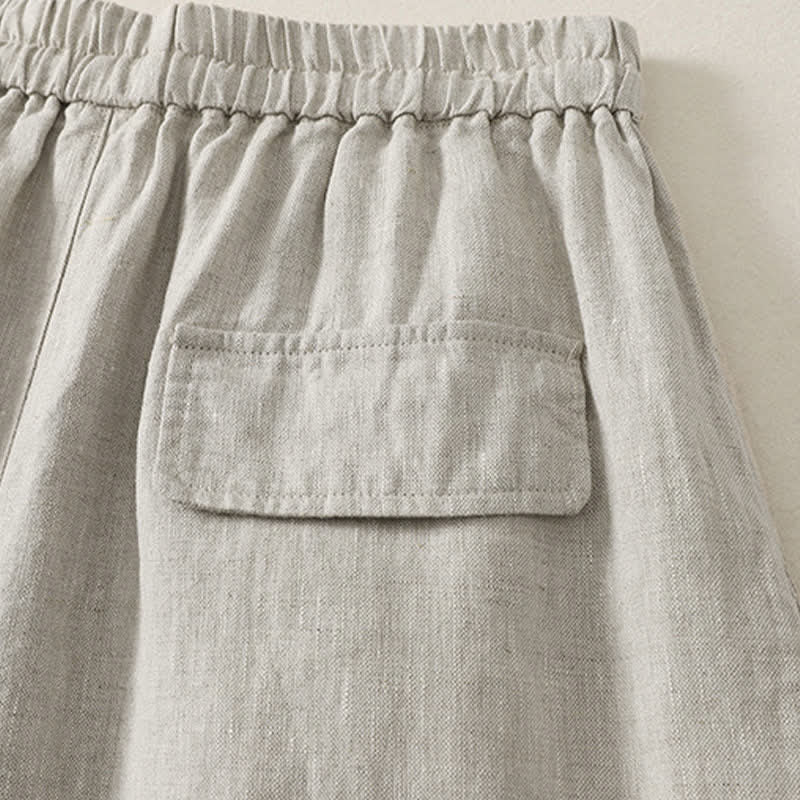 Buddha Stones Summer Casual Minimalist Drawstring Solid Cropped Pants Women's Wide Leg Pants With Pockets - image 19
