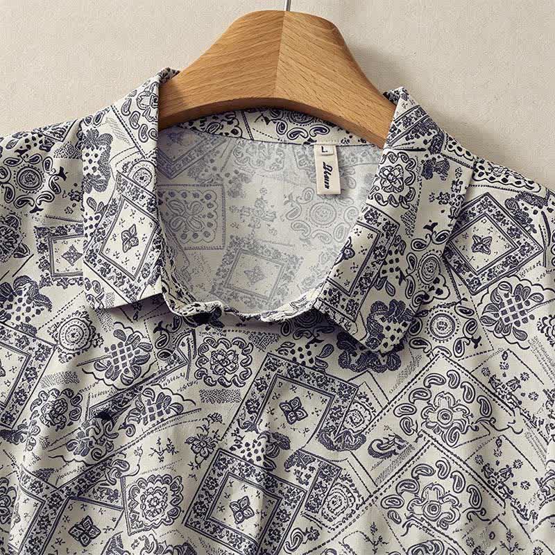Buddha Stones Summer Casual Vintage Button-Up Geometric Women's Short Sleeve Knee Length Dress With Pockets - image 5