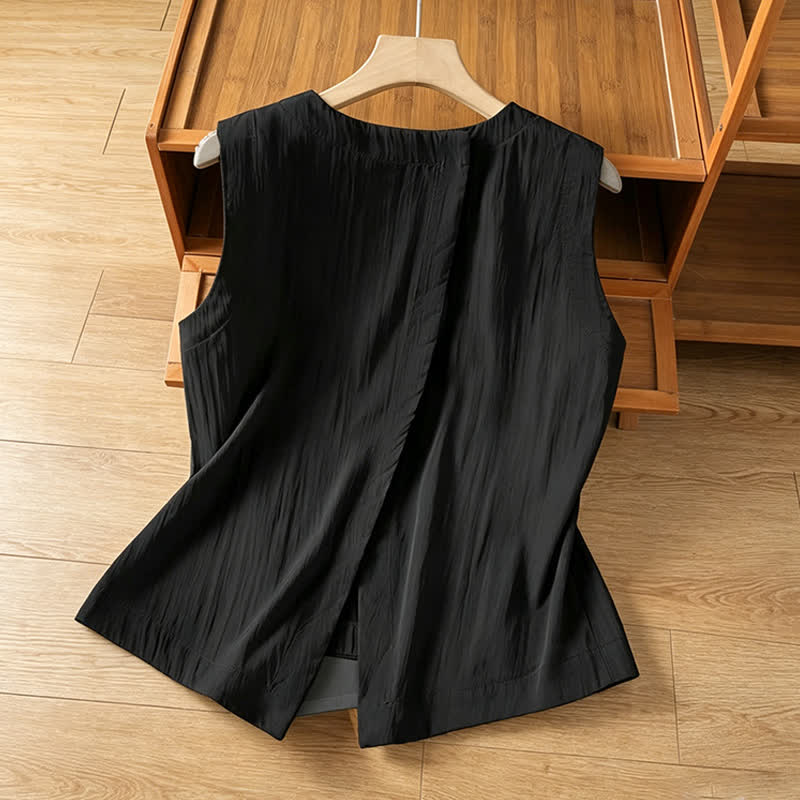 Buddha Stones Summer Casual Minimalist Solid Tank Top Irregular Back Design Women's Sleeveless Shirts - image 8