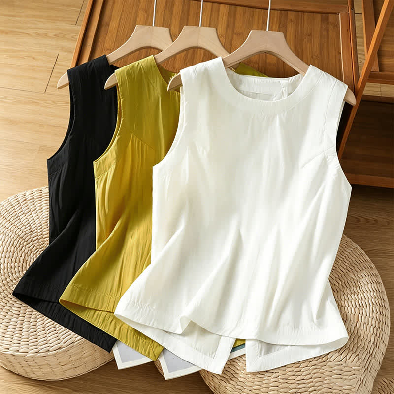 Buddha Stones Summer Casual Minimalist Solid Tank Top Irregular Back Design Women's Sleeveless Shirts - image 17