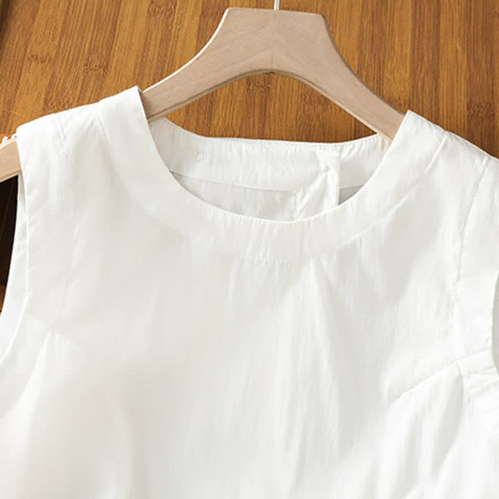 Buddha Stones Summer Casual Minimalist Solid Tank Top Irregular Back Design Women's Sleeveless Shirts - image 11