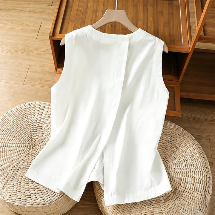 Buddha Stones Summer Casual Minimalist Solid Tank Top Irregular Back Design Women's Sleeveless Shirts - image 10