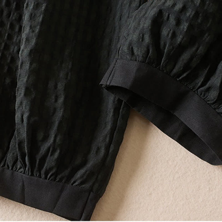 Buddha Stones Summer Casual Minimalist Plaid Drawstring Cropped Pants Women's Harem Pants With Pocket - image 9