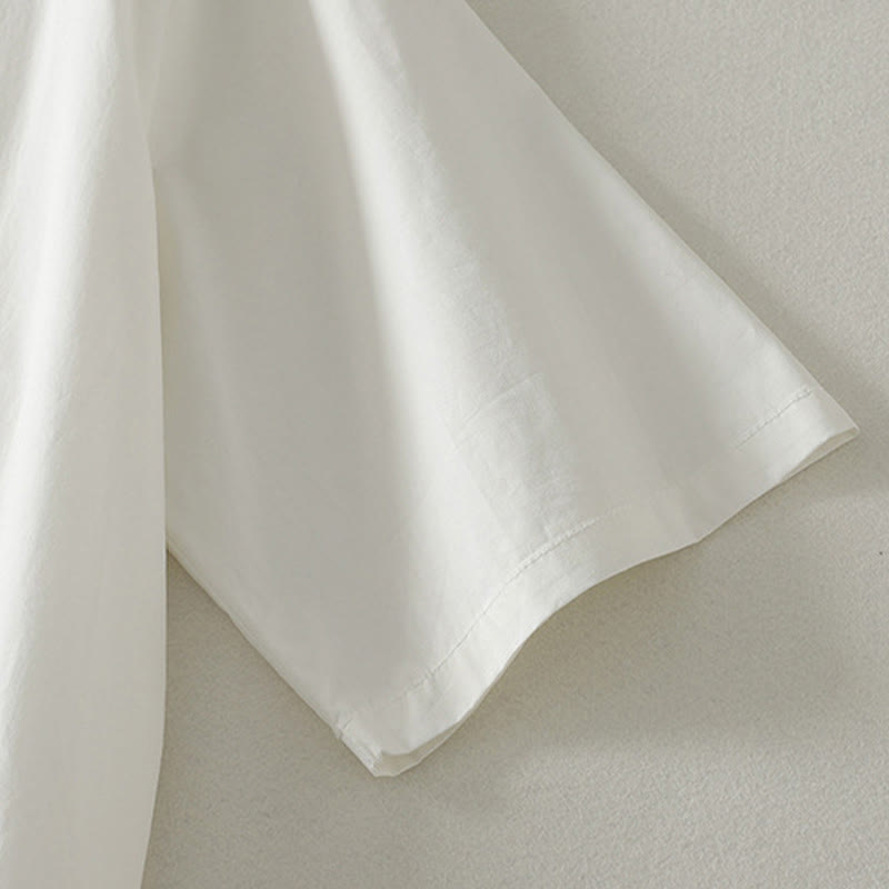 Buddha Stones Summer Casual Elegant Tie Neck Solid Ruffled Hem Women's Short Sleeve Dress - image 7