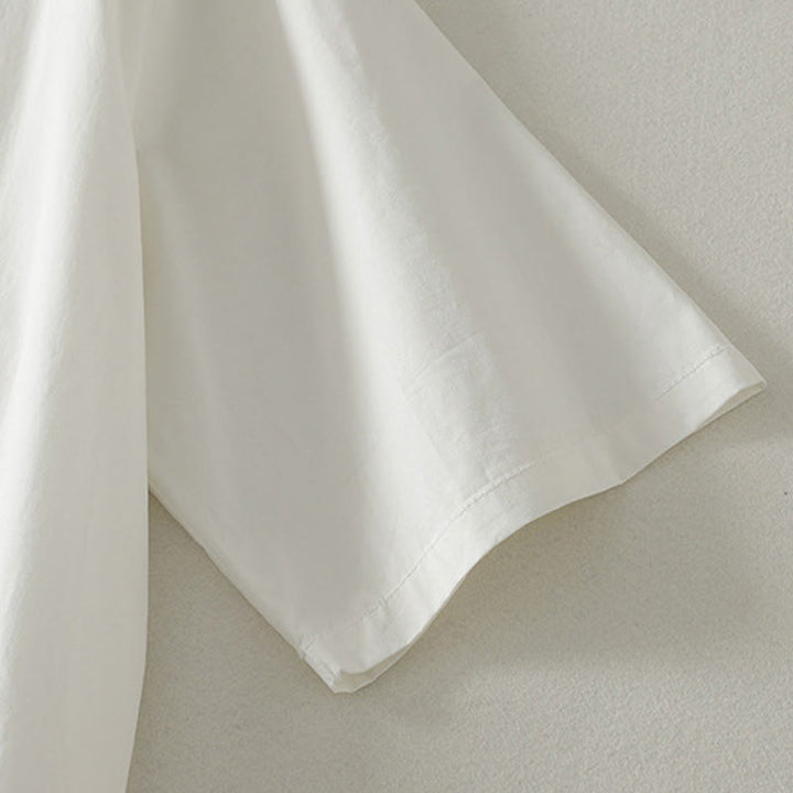 Buddha Stones Summer Casual Elegant Tie Neck Solid Ruffled Hem Women's Short Sleeve Dress - image 7