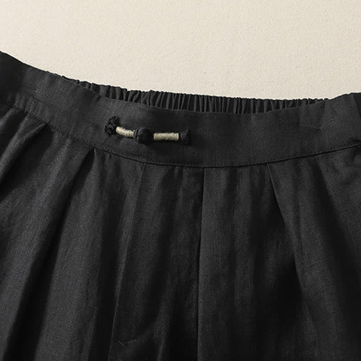 Buddha Stones Summer Casual Minimalist Solid Cropped Pants Pleated Women's Harem Pants With Pockets - image 10