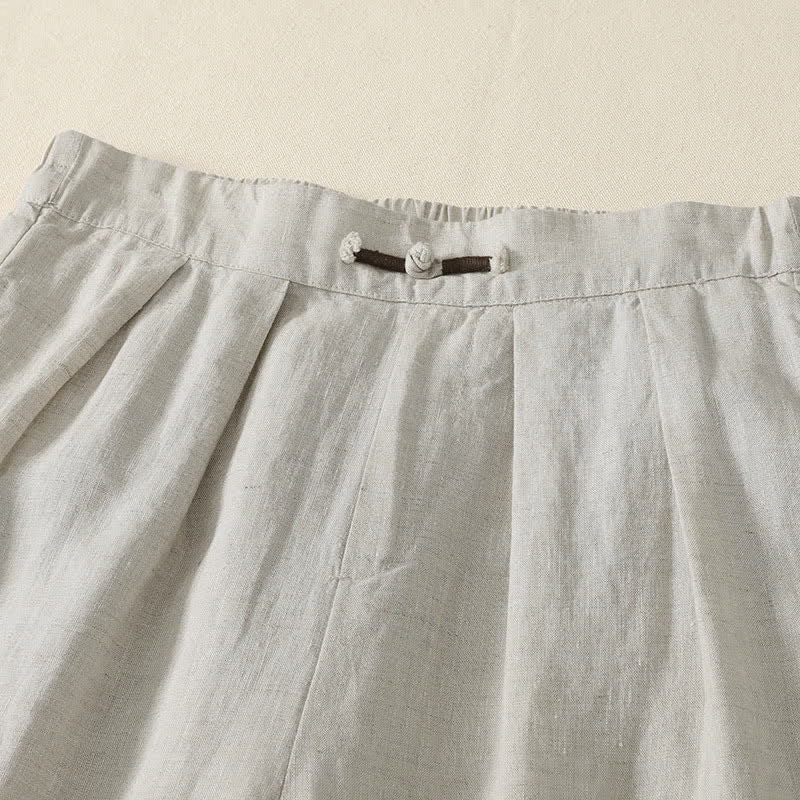 Buddha Stones Summer Casual Minimalist Solid Cropped Pants Pleated Women's Harem Pants With Pockets - image 2