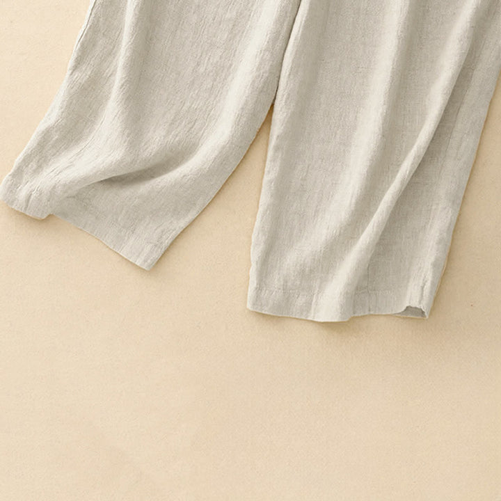 Buddha Stones Summer Casual Minimalist Drawstring Solid Ankle Pants Women's Straight Leg Pants With Pockets - image 12