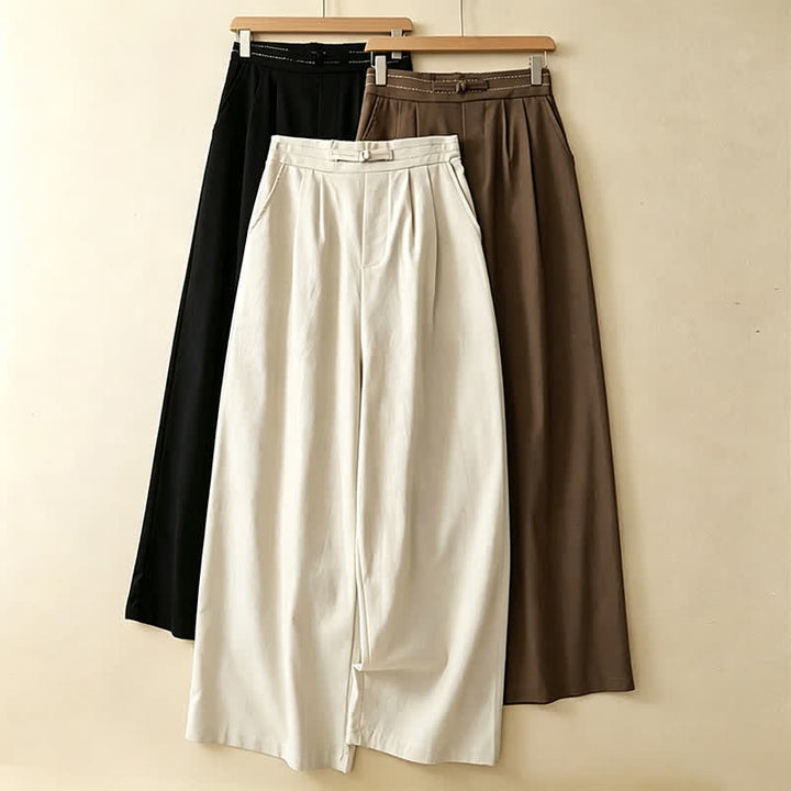 Buddha Stones Summer Casual Minimalist Solid Ankle Pants One Frog Button Women's Straight Leg Pants With Pockets - image 20