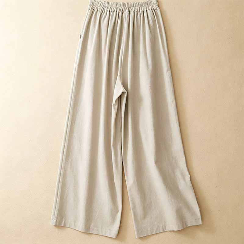 Buddha Stones Summer Casual Minimalist Solid Ankle Pants One Frog Button Women's Straight Leg Pants With Pockets - image 11