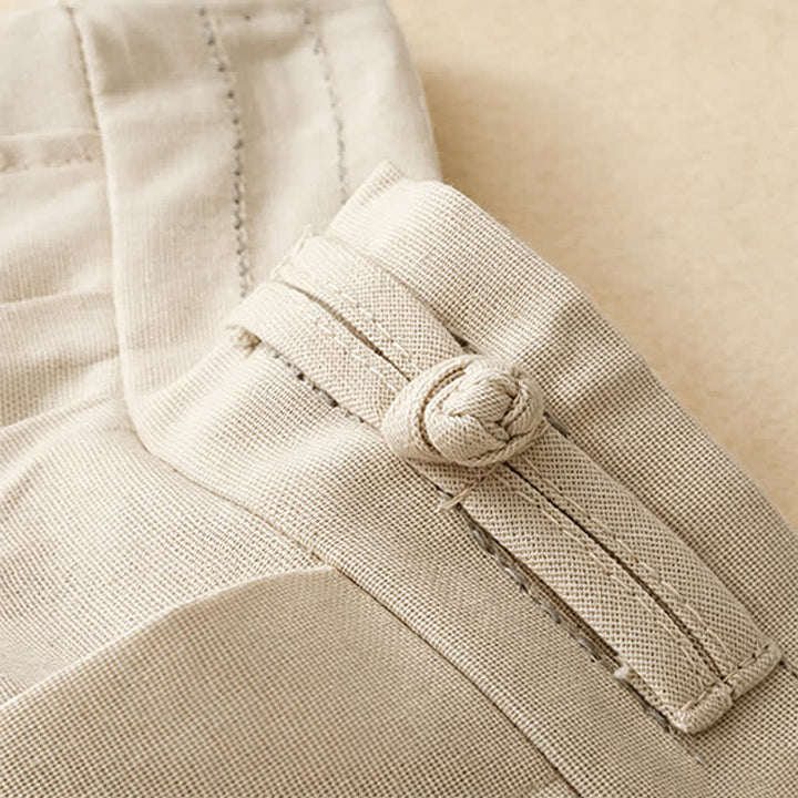 Buddha Stones Summer Casual Minimalist Solid Ankle Pants One Frog Button Women's Straight Leg Pants With Pockets - image 14