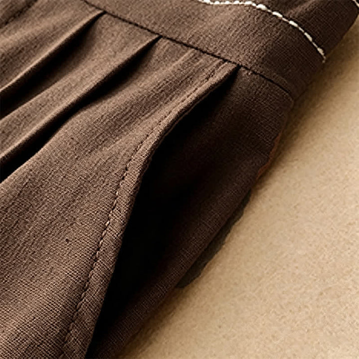 Buddha Stones Summer Casual Minimalist Solid Ankle Pants One Frog Button Women's Straight Leg Pants With Pockets - image 2