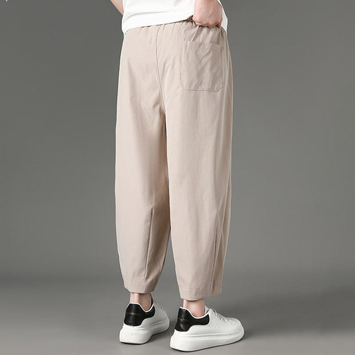 Buddha Stones Summer Casual Minimalist Drawstring Solid Capri Pants Men's Harem Pants With Pockets - image 16