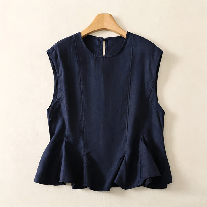 Buddha Stones Summer Casual Elegant Solid Tank Top Women's Sleeveless T-Shirts - Navy - US8-10, UK/AU12-14, EU40-42 (2XL) - image 8